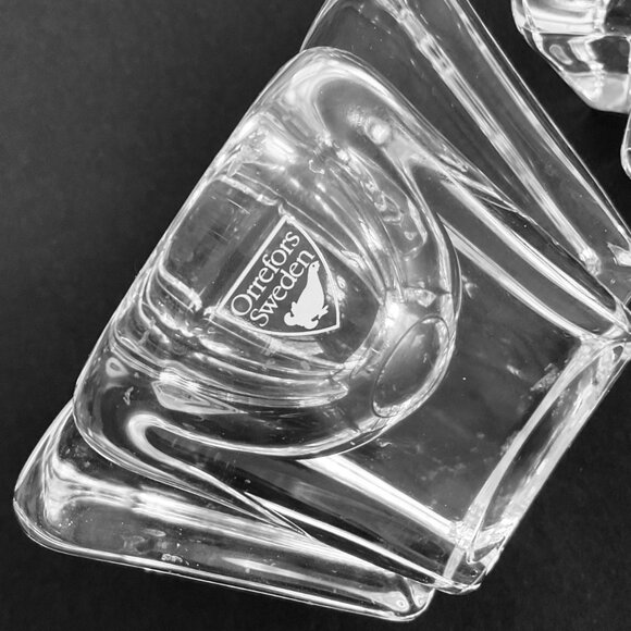ORREFORS Sweden Vintage "Max Cross" Crystal Pair Votives EUC - Picture 5 of 5